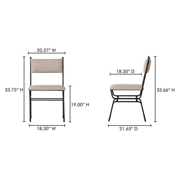 Moe's Posta Dining Chair with Soft Fabric Upholstery