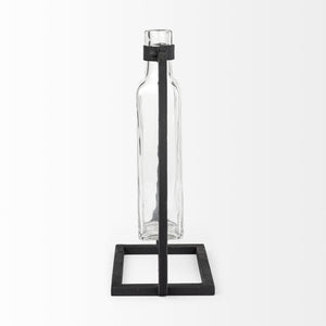 Monica II Tall Black Metal Glass Bottle Vase