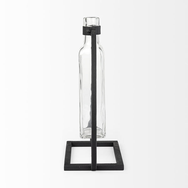 Monica II Tall Black Metal Glass Bottle Vase