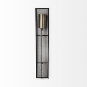 Newcomb 7x53.5 Gold/Black Metal Meshed Rectangular Wall Sconce
