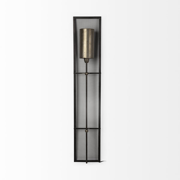 Newcomb 7x53.5 Gold/Black Metal Meshed Rectangular Wall Sconce