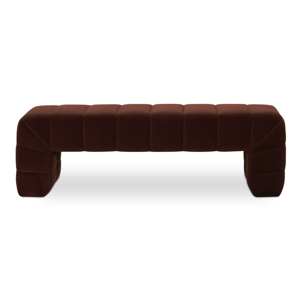 Moe's Verity Bench in Warm Brown Velvet