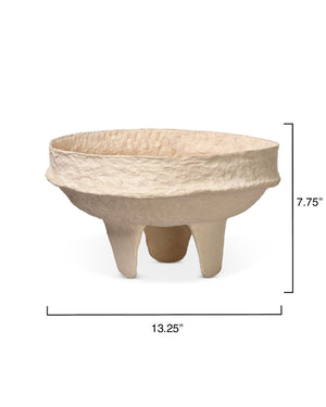Field Cotton Mache Low Decorative Bowl, Cream