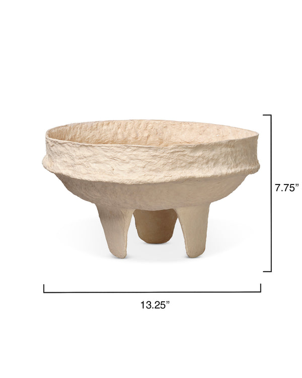 Field Cotton Mache Low Decorative Bowl, Cream