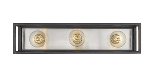 Kube 3 Light Vanity in Matte Black + Brushed Nickel Finish
