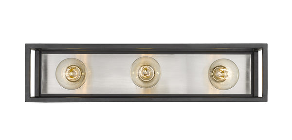 Kube 3 Light Vanity in Matte Black + Brushed Nickel Finish