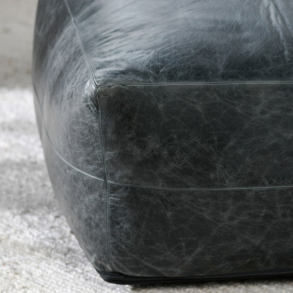 Leather Pouf - Black, Durable & Stylish