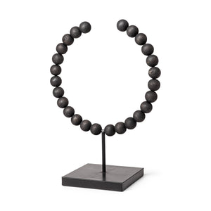 Tulane II (Large) 12L x 6W Black Beaded Broken Sphere Decorative Object