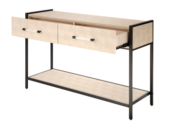 Cassius Faux Shagreen 2-Drawer Console, Taupe