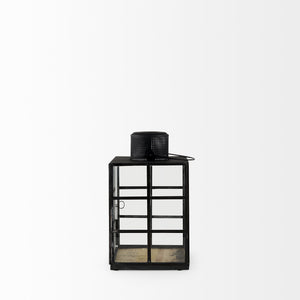 Gamfield  6.1L x 6.1W x 10.6H Small Black Metal and Glass Lantern