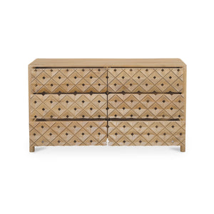 Moe's Fulton 6 Drawer Dresser in Natural Mango Wood