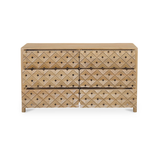 Moe's Fulton 6 Drawer Dresser in Natural Mango Wood