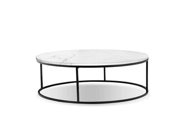 ONIX Coffee Table in semi-honed white marble /blk PC