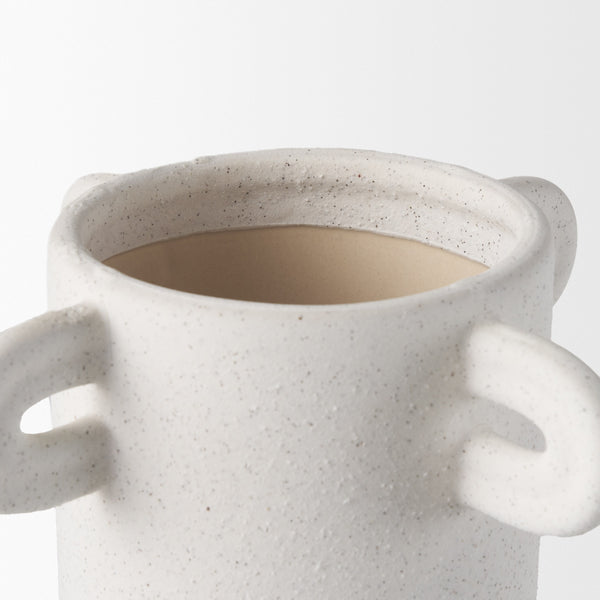 Dylan Tall Textured Off White w/ Handles Ceramic Vase