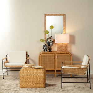 Hand-woven Natural Rattan Large Ottoman