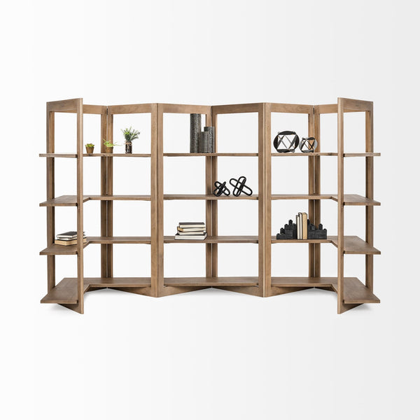 Turnbull I 42L x 16W x 72H Light Brown Wood Four Shelf Shelving Unit