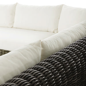 Messina Outdoor 3-Piece Sectional In Natural Teak-FSC-Venao Ivory-Chunky Charcoal Woven