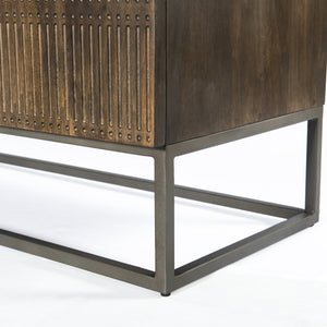 Kelby Media Console-Carved Vintage Brown