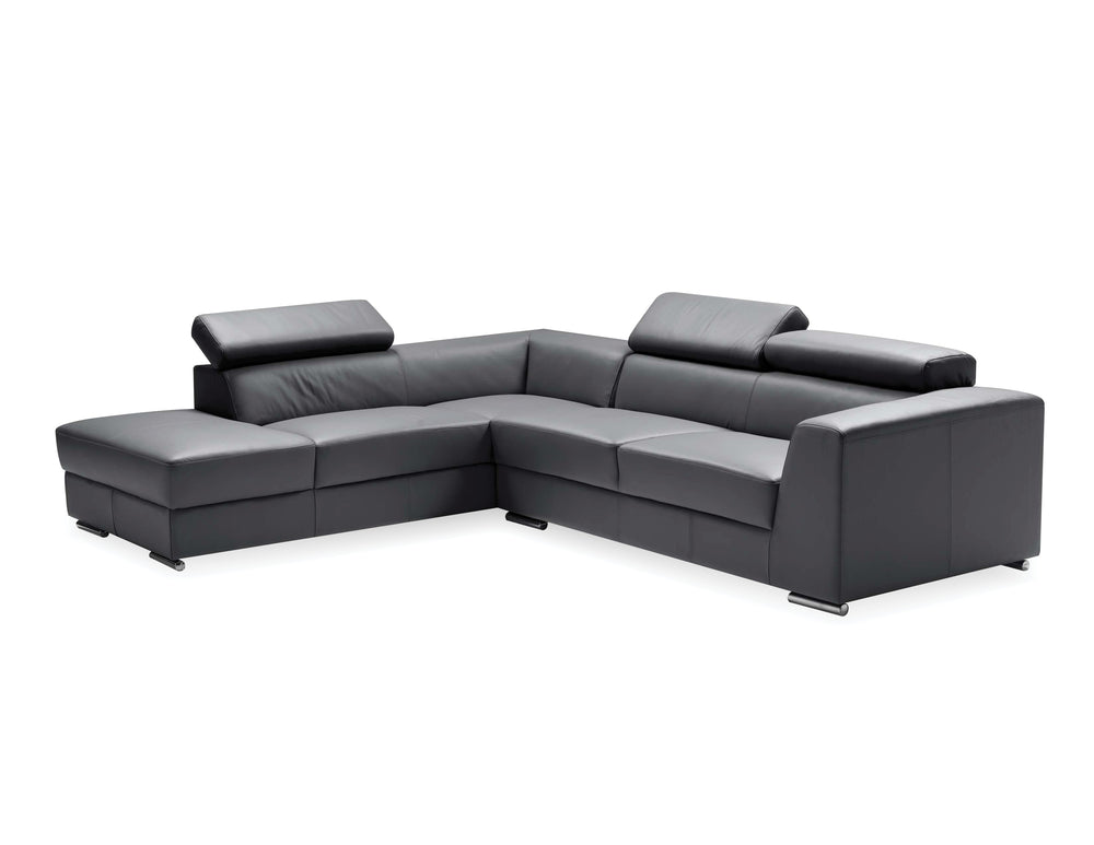 Icon Sectional LAF Chaise in dark grey premium leather