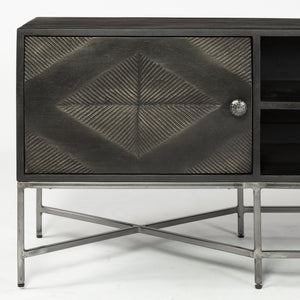Hogarth I Dark Brown Solid Wood TV Stand Media Console with Storage, TV up to 81"