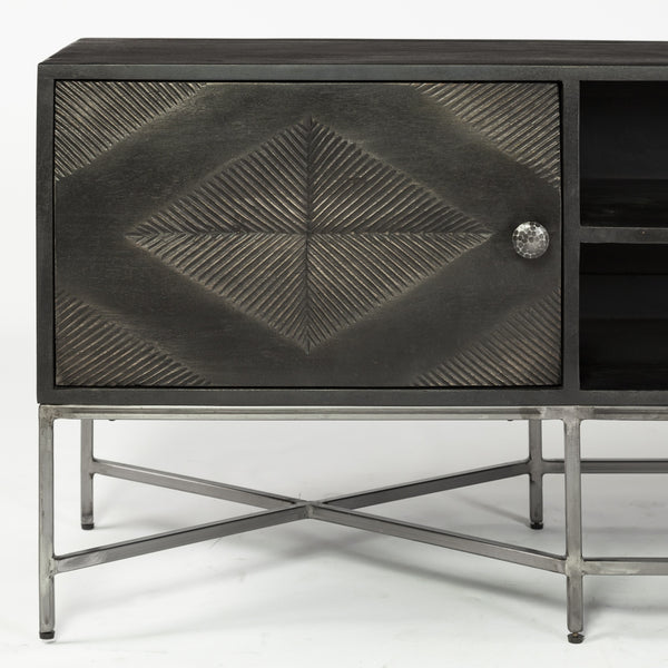 Hogarth I Dark Brown Solid Wood TV Stand Media Console with Storage, TV up to 81"
