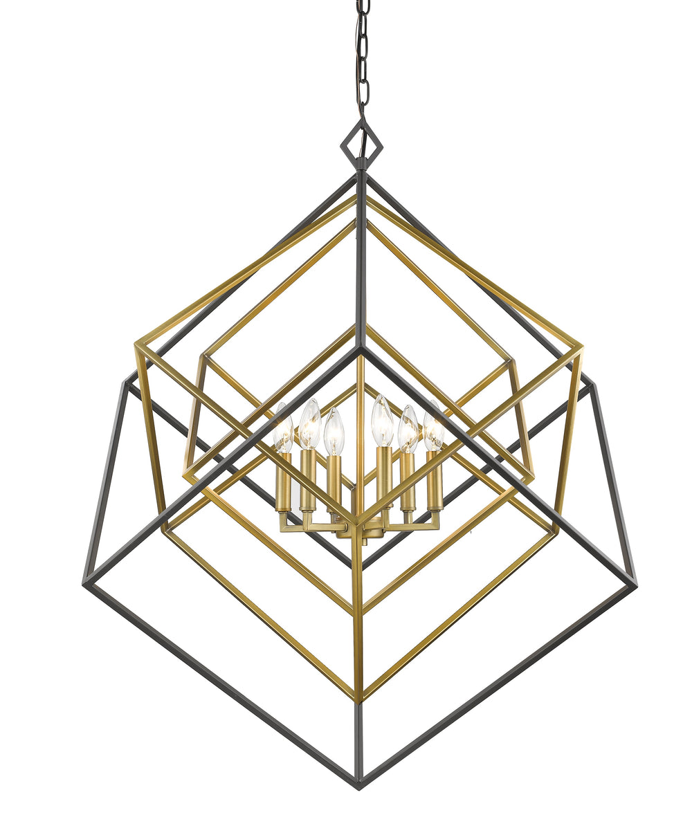 Euclid 6 Light Chandelier in Olde Brass + Bronze Finish