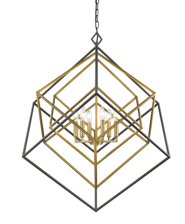 Euclid 6 Light Chandelier in Olde Brass + Bronze Finish
