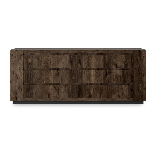 Abaso 6-Drawer Dresser In Ebony Rustic Wormwood Oak