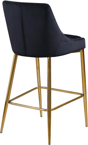 Lynette Stool In Black Velvet and Gold