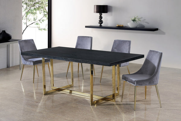 Lynette Dining Chair In Grey Velvet and Gold