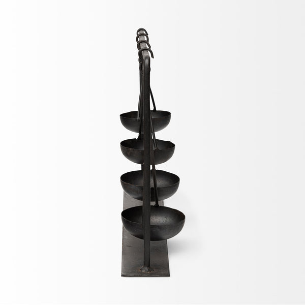 Enos 19L x 3W Black Metal 4 Bowl Ancient Spice Market Decorative Display