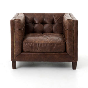 Miles Club Chair - Distressed Brown Leather