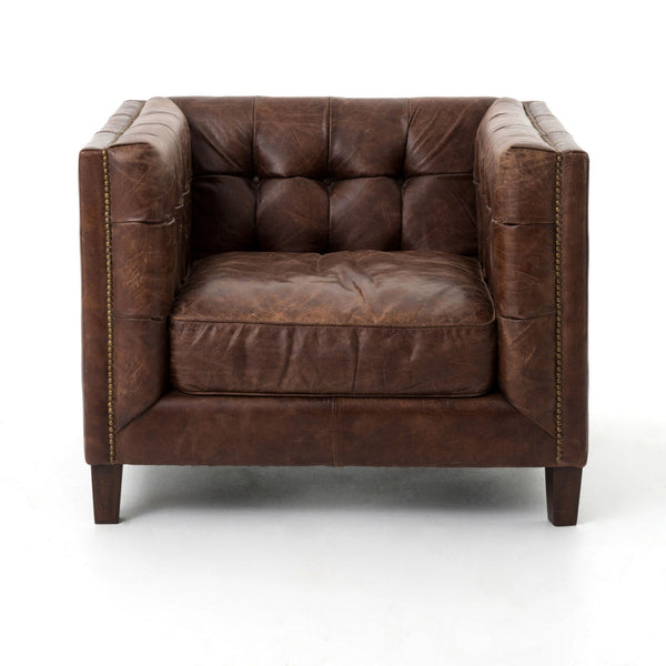 Miles Club Chair - Distressed Brown Leather