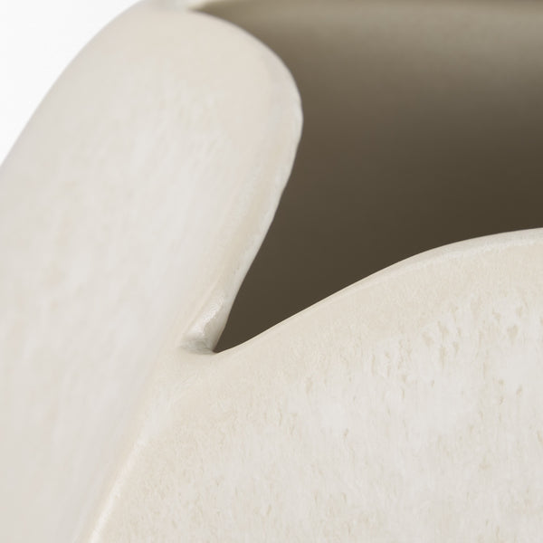 Vania Short Off White w/ Tan Textured Ceramic Vase