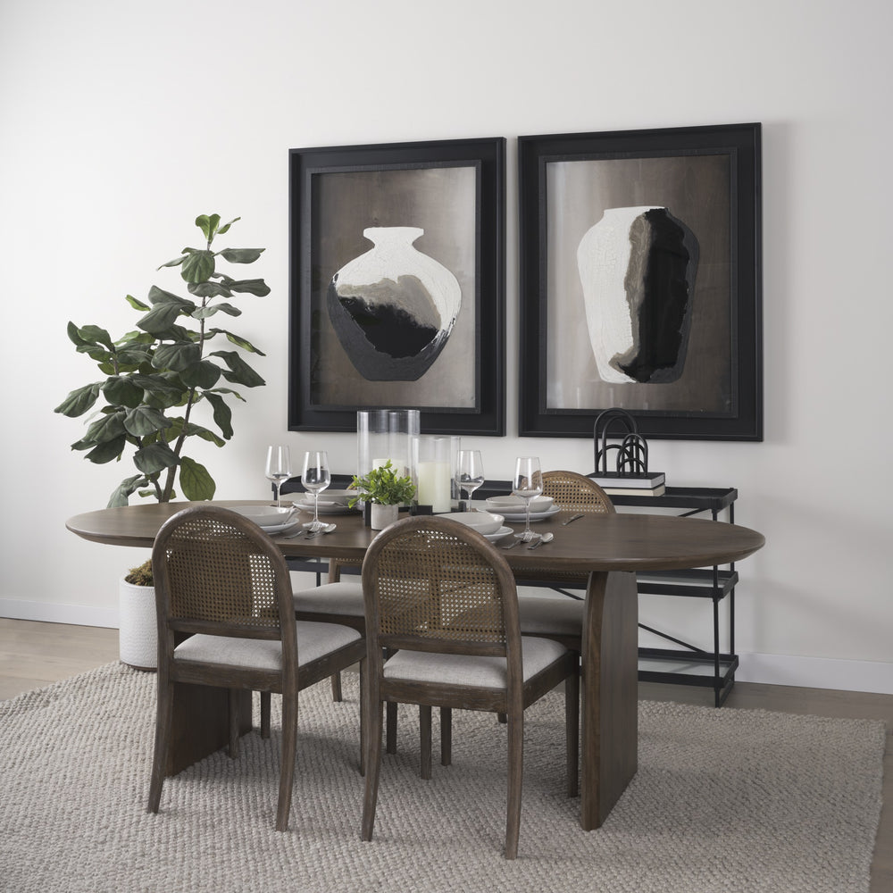 Isla Oval Dining Table w/Dark Brown Wood Top & Arched Legs