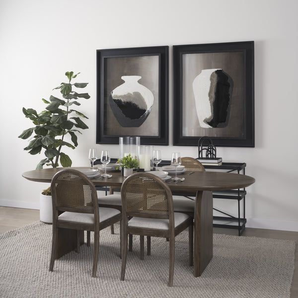 Isla Oval Dining Table w/Dark Brown Wood Top & Arched Legs