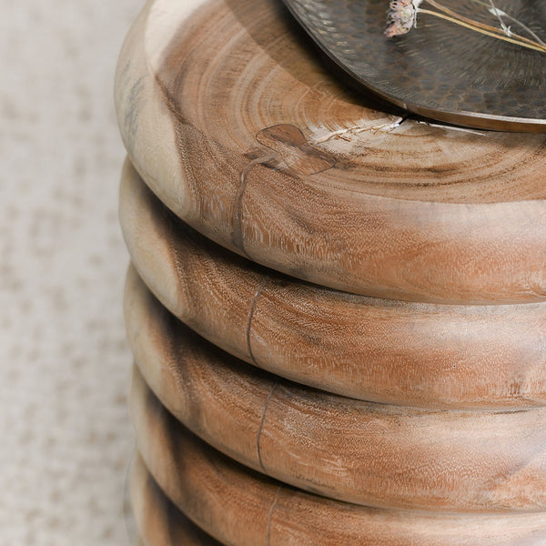 Gala Solid Wood Spiral End Table - Natural Finish