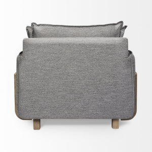 Roy II Castlerock Gray Upholstered and Brown Wood Frame Arm Chair