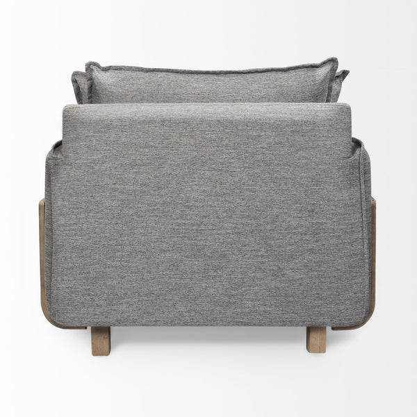 Roy II Castlerock Gray Upholstered and Brown Wood Frame Arm Chair