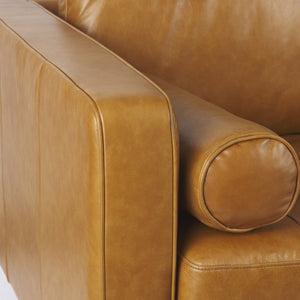 Svend 65.0L x 38.0W x 34.0H Tan Leather Love Seat Sofa