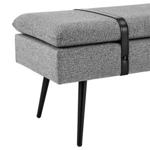 Zuney Fabric Bench In Princeton Gray