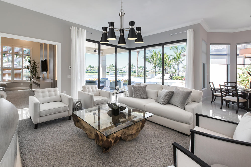 Soriano 5 Light Chandelier in Matte Black + Brushed Nickel Finish