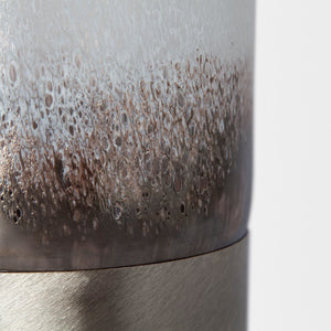 Baltic II Large White Brushed Silver Metal Bottom Glass Vase
