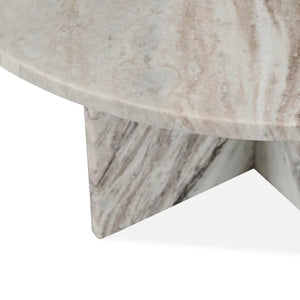 Reilly Marble Round Coffee Table in Rusty Gray