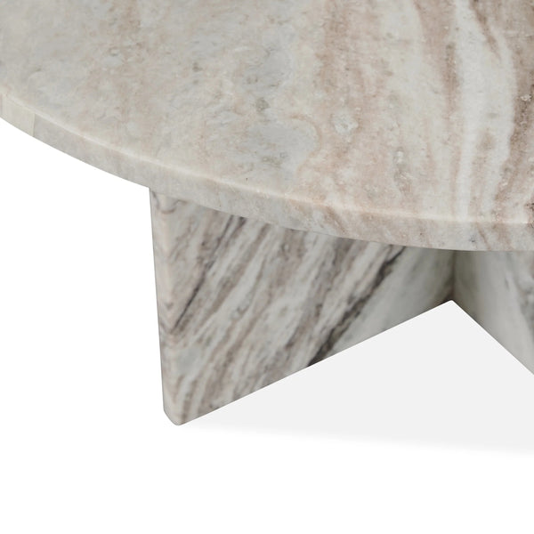 Reilly Marble Round Coffee Table in Rusty Gray