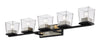 Bleeker Street 5 Light Vanity in Matte Black + Brushed Nickel Finish