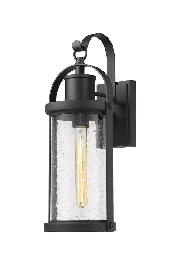 Roundhouse 1 Light Outdoor Wall Sconce in Black Finish