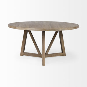Legolas I 60" Round Brown Solid Wood Top & Base Dining Table
