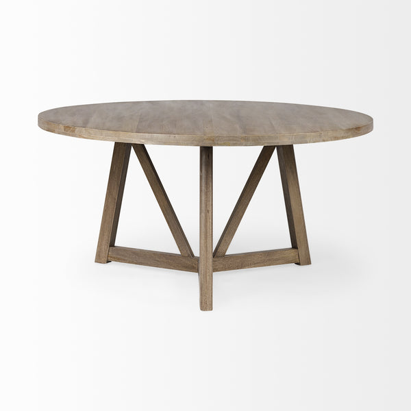 Legolas I 60" Round Brown Solid Wood Top & Base Dining Table