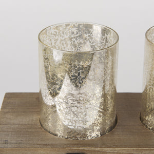 Benk Wood and Black Metal Five Cup Candle Holder